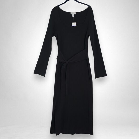 Sofia Vergara Sweater Dress Womens 1X Black Ribbed Stretch Column Long Sleeve - Picture 1 of 16